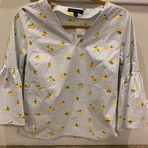 Banana Republic Lemon top with ruffle sleeves